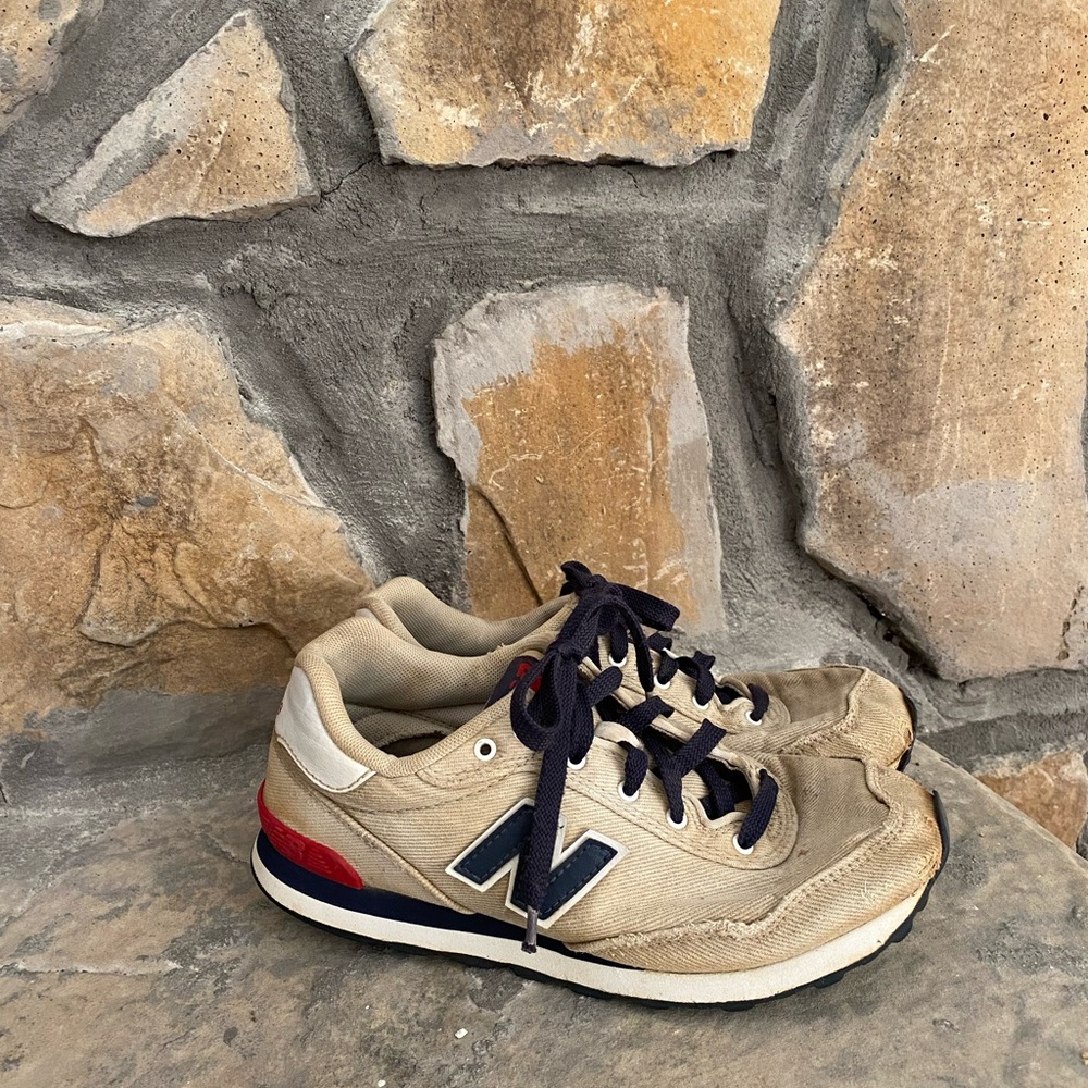 New Balance Beige and Navy Sneakers - Picture 2 of 6